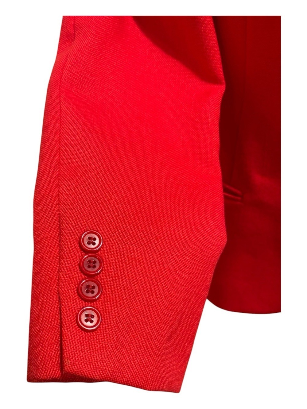 LINEN 90s CLASSIC RED 2 BUTTON FITTED BLAZER FULLY LINED QUIET LUXURY SZ 12 - Picture 9 of 9